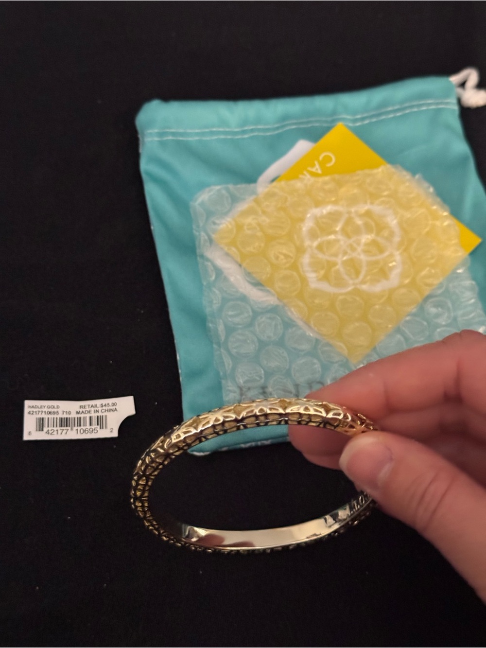 Kendra Scott Gold Textured Hinged Bangle Bracelet